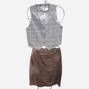 Women's retro 90s houndstooth‎ vest with the coolest colorway by Paul Harris Med
